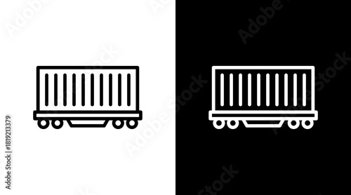 Freight Train  White Icon Set Design