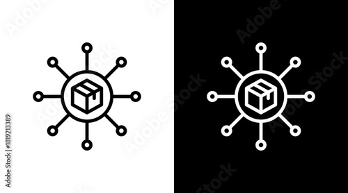 Logistics Network  White Icon Set Design