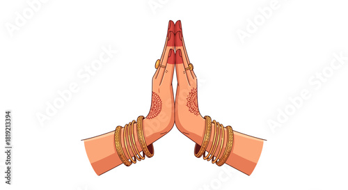 Elegant depiction of hands in a traditional Namaste gesture on a clean background