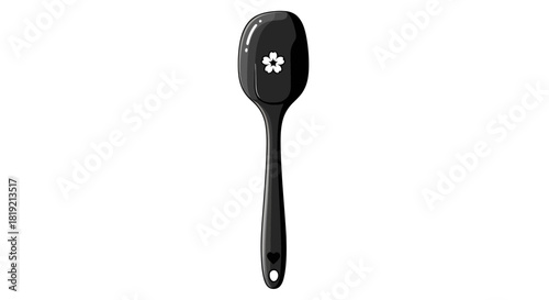 Elegant floral spoon illustration on a clean white background, showcasing minimalist design and