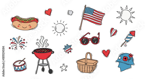 Festive Fourth of July Picnic Illustrations: A Cheerful Celebration of Summer and Patriotism