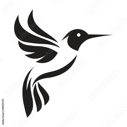 Wallpaper Mural Minimalist hummingbird silhouette vector. Elegant flying bird design for logo, tattoo, decoration, and graphic projects. Black and white modern animal illustration Torontodigital.ca