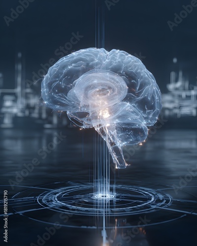 A digital brain scan interface floating with modern medical precision