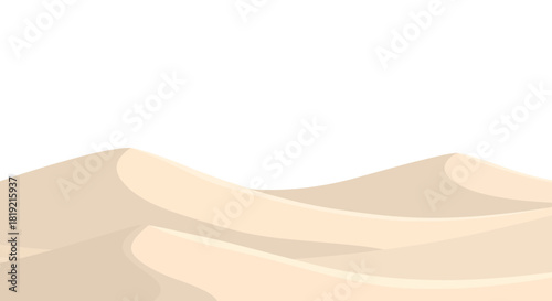 Minimalistic desert landscape with rolling sand dunes under a clear sky ideal for design projects
