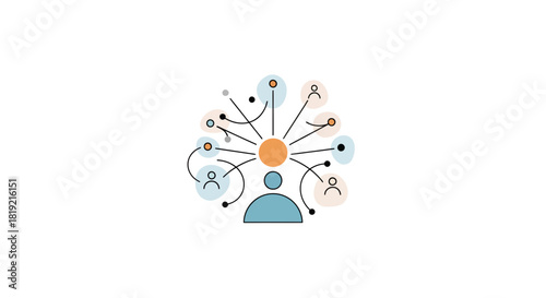 Network structure connecting individuals around central thought or individual