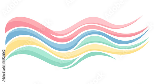 Pastel spectrum waves, abstract flowing design element, vibrant color transitions for backgrounds