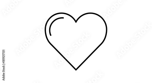 Simple heart shape outline on a white background symbolizing love and affection