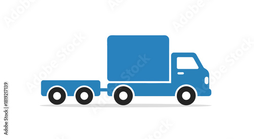 Simplified blue delivery truck with trailer vector illustration symbolizing transport and logistics