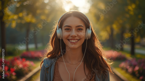woman hearing music every where