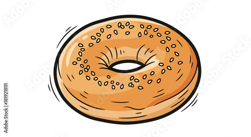 Stylized sesame bagel illustration conveying tasty breakfast or snack concepts