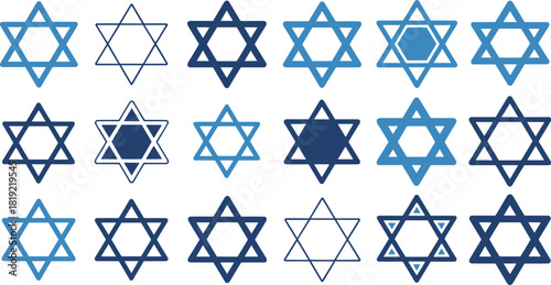Collection Of Blue Star Of David Symbols jewish religion