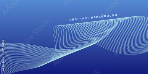 Abstract glowing wave lines on dark blue background. Dynamic wave pattern. Modern flowing wavy lines. Futuristic technology concept. Suit for banner, poster, cover, brochure, flyer, website