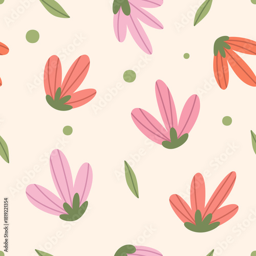 Cute flowers aesthetic seamless pattern