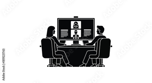 Team meeting in progress with a virtual participant on the screen