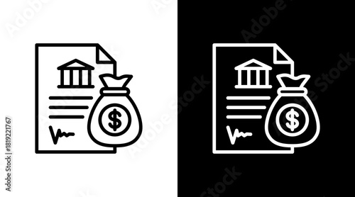 Bank Loan  White Icon Set Design