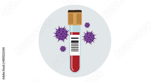 Blood Sample with Virus Illustration Representing Health and Medical Research and Development With a Simple Vector Design for Healthcare