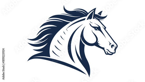 Majestic Horse Head Logo Symbolizing Power and Freedom, Perfect for Branding, Sport Teams, and Equestrian Businesses with a Bold, Elegant Design