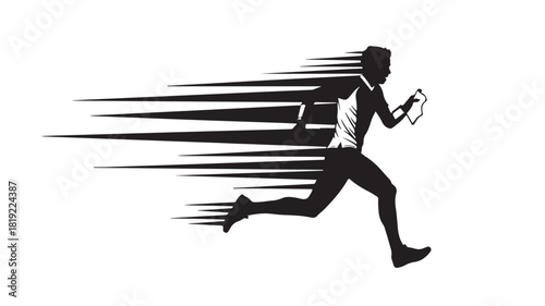 Dynamic athlete sprinting with fierce determination, capturing the essence of speed, perfect for sports branding and fitness campaigns needing a competitive edge, motivational visuals