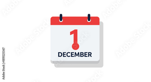 Calendar icon showing the date december 1st, isolated on