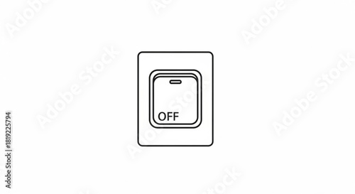 Off position line icon of a standard electrical light wall switch with a toggle button, symbolizing control, power, and energy management.
