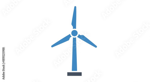 Blue wind turbine icon symbolizing clean renewable energy generation, sustainable electric power, and eco-friendly technology. environmental care.