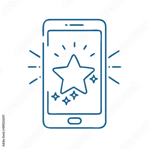 Smartphone Icon with star symbol for self-Improvement reminders in wellness and personal development apps