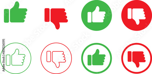 Green thumbs up and red thumbs down icons showing approval and disapproval