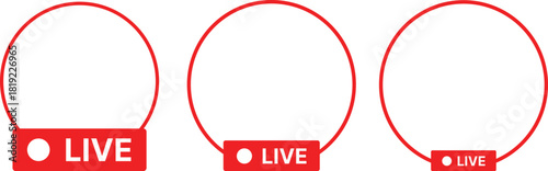 Live icon Set. Streaming Video and Real Time Broadcast Symbols. Red Record Dot and Digital Signal Icons collection. Live Event Notification sign