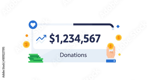 Digital illustration showing a large amount of online donations received
