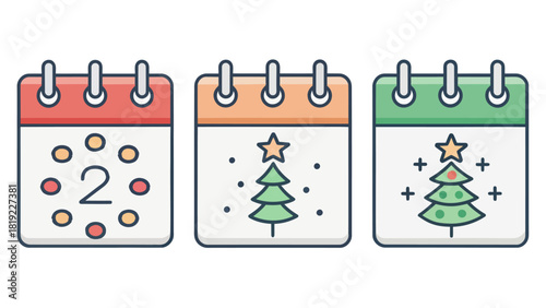 Festive advent calendars counting down to Christmas with holiday trees and joyful anticipation