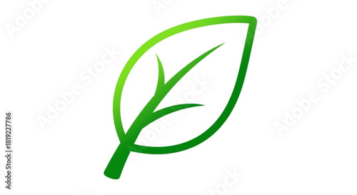 Green gradient leaf icon representing nature, environmental conservation, ecological balance, and organic growth concept, isolated symbol graphic
