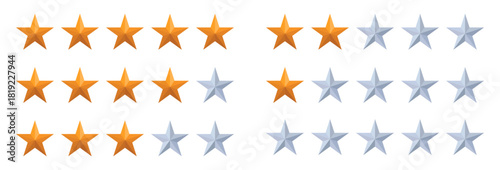 Customer satisfaction rating stars in gold and silver