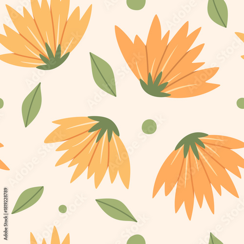 Natural seamless pattern with flowers