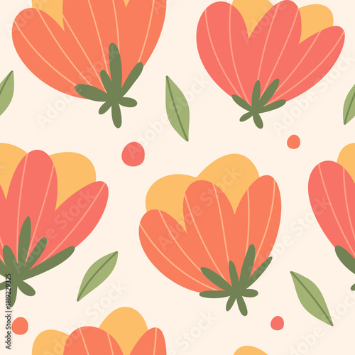 Tropical flowers natural seamless pattern