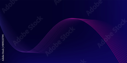 Abstract glowing wave lines on dark blue background. Dynamic wave pattern. Modern flowing wavy lines. Futuristic technology concept. Suit for banner, poster, cover, brochure, flyer, website.eps10