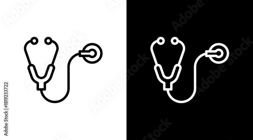 Stethoscope  White Icon Set Design