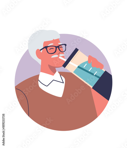 Old professor drinking water avatar