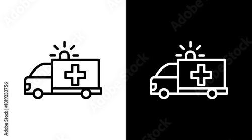 Ambulance  White Icon Set Design