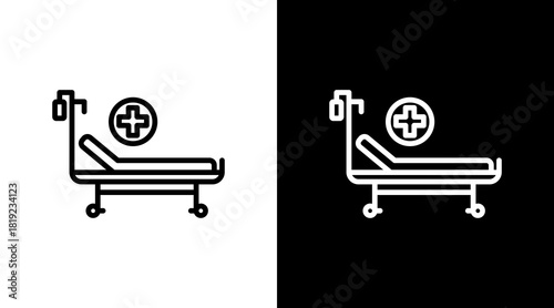 Hospital Bed  White Icon Set Design