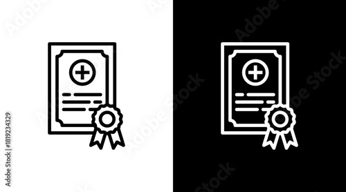 Medical Certificate  White Icon Set Design
