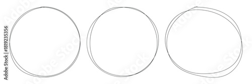 Highlight circle frames. Set of doodle ellipses. Circular vector image. Scribble ovals and bubbles to circle and highlight text. Vector illustration