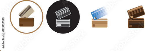 Credit card icon set. Credit card payment icon vector.  Line and glyph credit card.