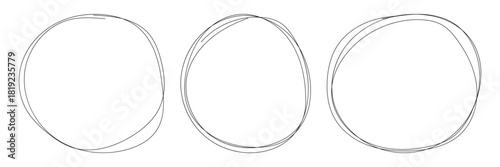 Abstract Sketch Scribble Circles. Hand drawn crayon ovals and circles. Ellipses in doodle style. Marker scratch scribble in rounder.