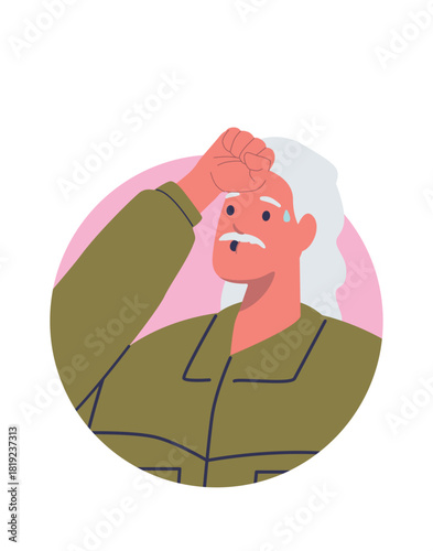 Thirsty sweating man suffering avatar