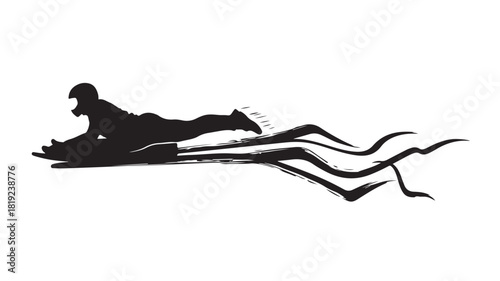 Feel the rush of winter excitement with a silhouette of a snowmobiler speeding across the snow, experience the thrill of the ride with a dynamic design perfect for adventure lovers