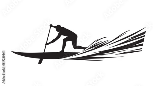 Dynamic stand up paddle boarding silhouette for summer fun, enjoy the thrill of water sports with a powerful stroke, great for fitness, travel, and outdoor adventures in the sun