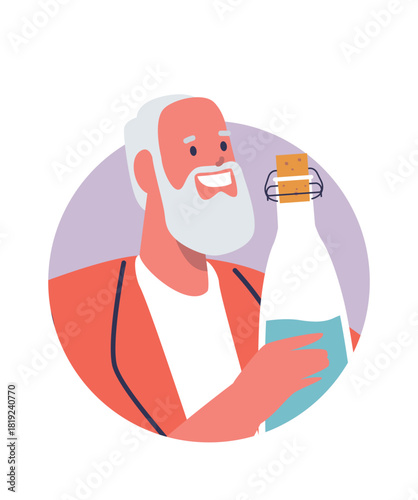 Senior man holding water bottle