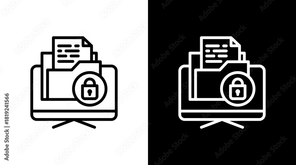 Obraz premium Information Security White Icon Set Design