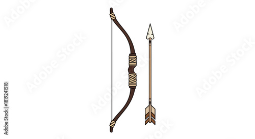 Bow and arrow set ready for archery target practice and hunting.