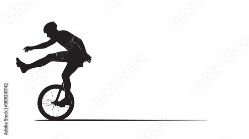 Dynamic silhouette of a skilled unicyclist performing acrobatics, balance and coordination in action, a symbol of fitness, determination, and the joy of extreme sports